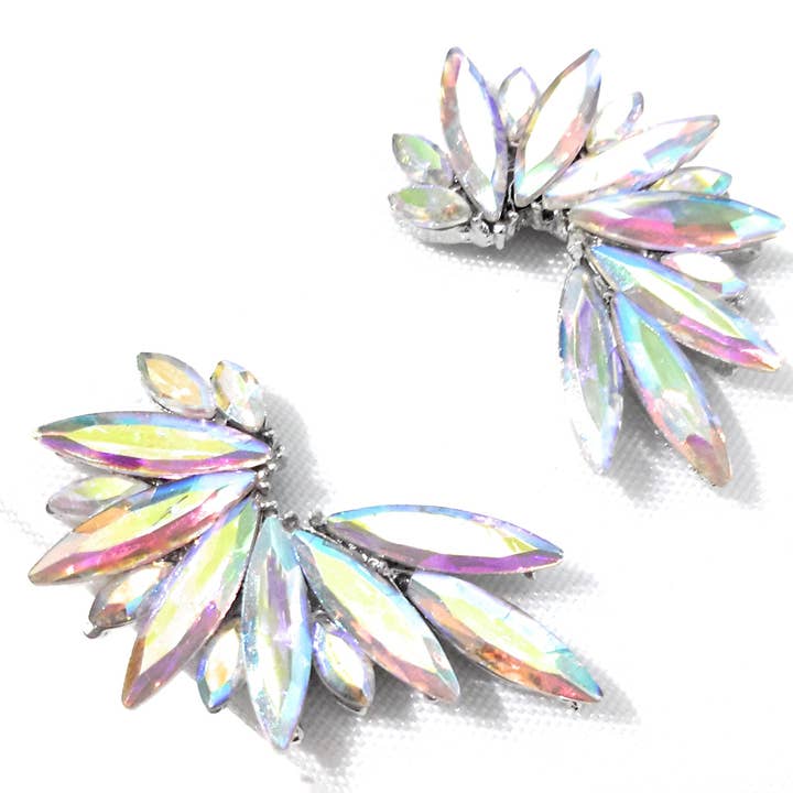 BRANDELIA - Wholesale Dangle Earrings - Brilliant Crystal Earrings · Rainbow, Silver