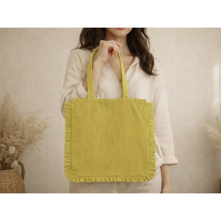 House of Kraft Jewelry & Accessories - Wholesale Tote Bag - Women's - Canvas Ruffle Tote | Canvas Colored Tote Bag | Unbranded 6