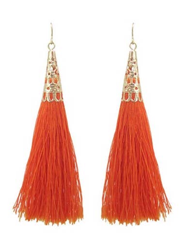 Filigrane Kappen-Hängeohrringe mit fadenförmiger Quaste, S/S, Saison C für den Großhandel von TheTizana