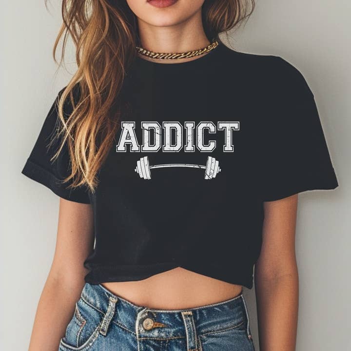 Stiles Tee Co. - Wholesale T-shirt (graphic) – women's - Workout crop top | Gym shirt for women | Fitness addict tee2
