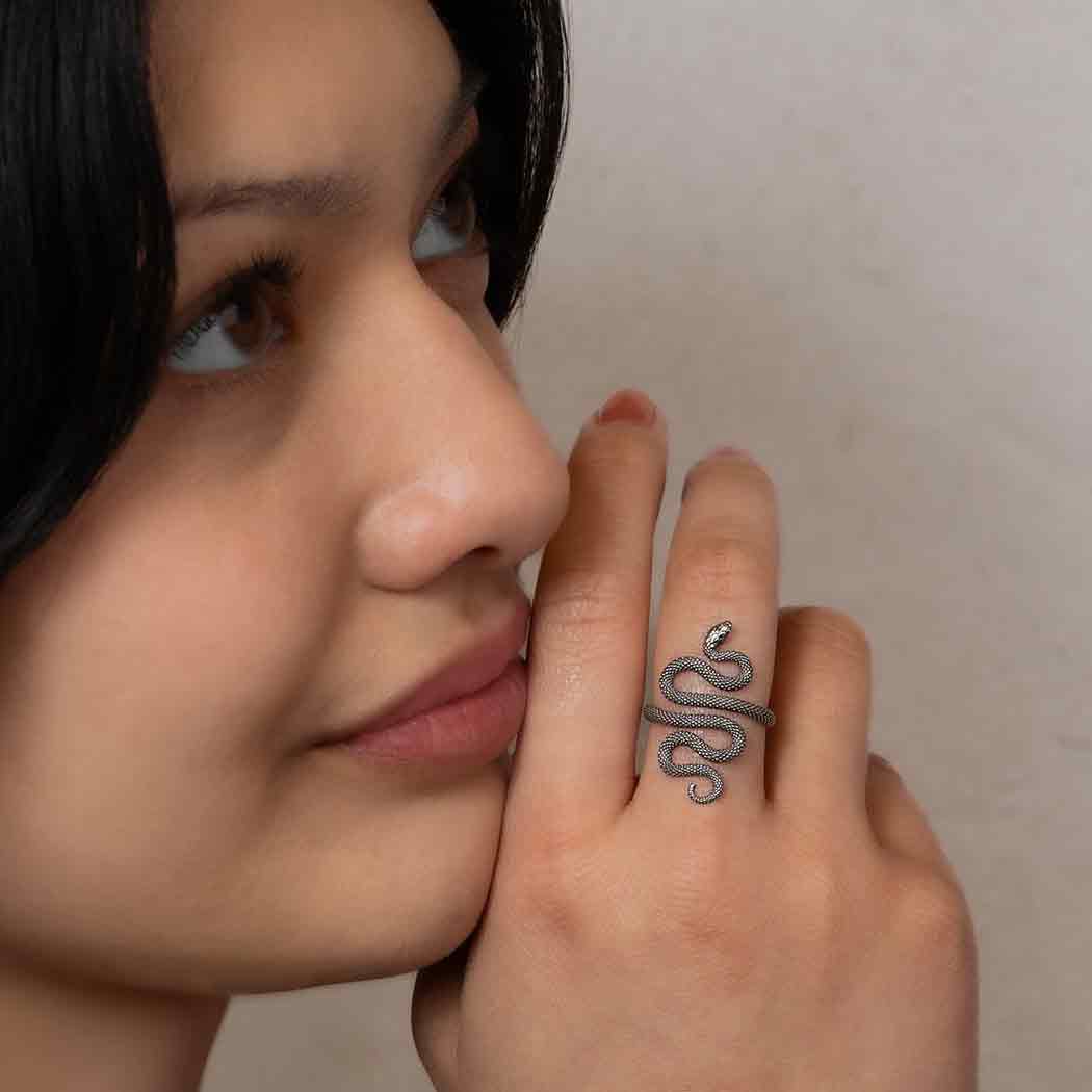 Nina Designs - Wholesale Cocktail/Statement Ring - Sterling Silver or Bronze Textured Adjustable Snake Ring2