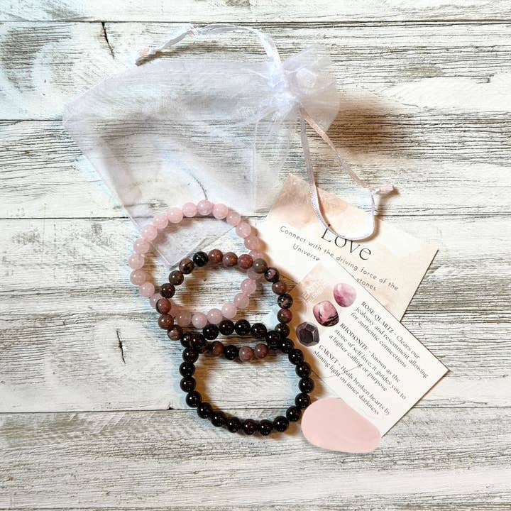 Earths Elements Wholesale - Wholesale Beaded Bracelet - Intentions Bracelet Set - 8mm Love