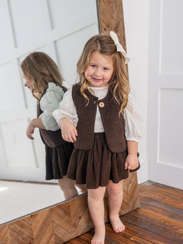 Reversible Solid Brown Corduroy & Grey Floral Print Quilted : Toddler : Tween : Kids for wholesale by Yo Baby