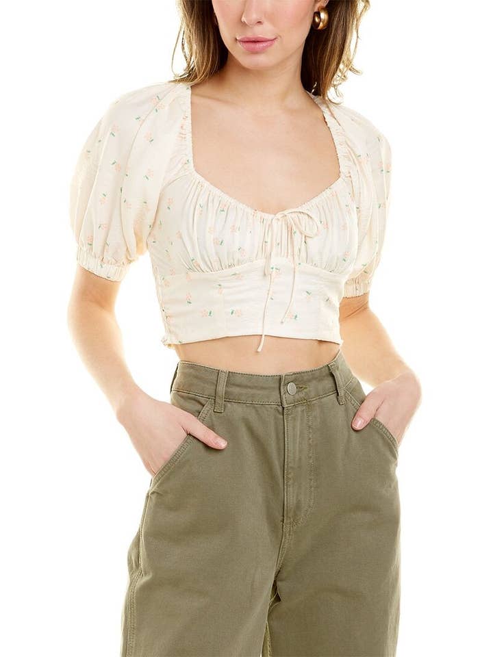 Printed Crop Top In White for wholesale by StyleGalX