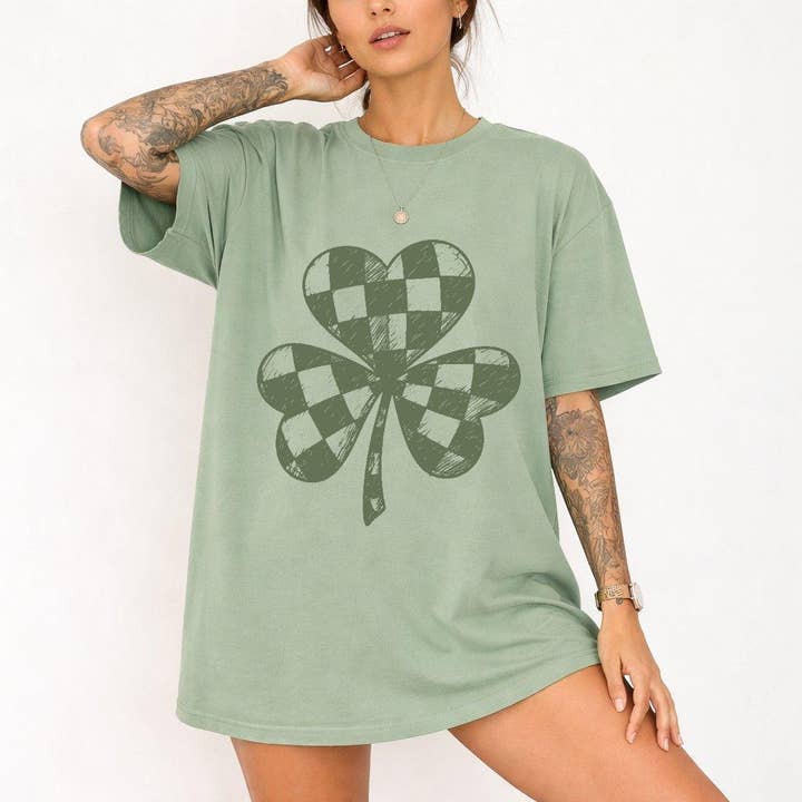 Colores de Confort - Camiseta de Trébol a Cuadros para venta al por mayor de Printliss