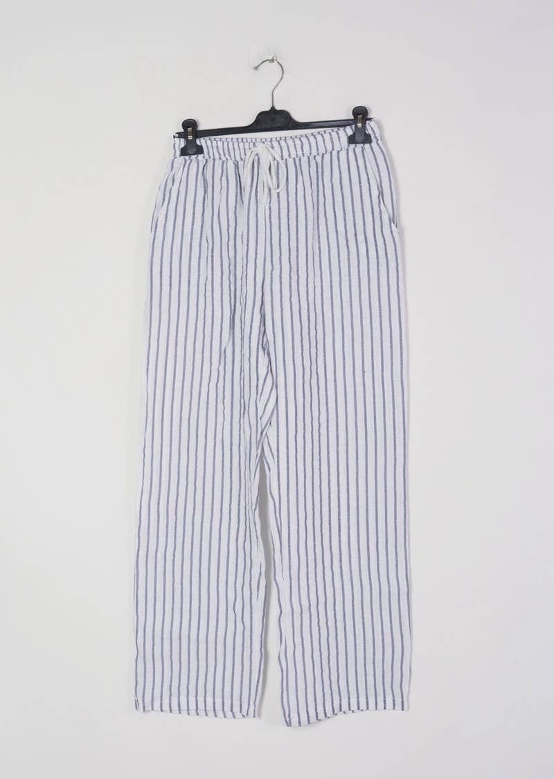 LÉA & LUC - Wholesale Broek - Dames - Gestreepte broek van 100% linnen REF.30132/215