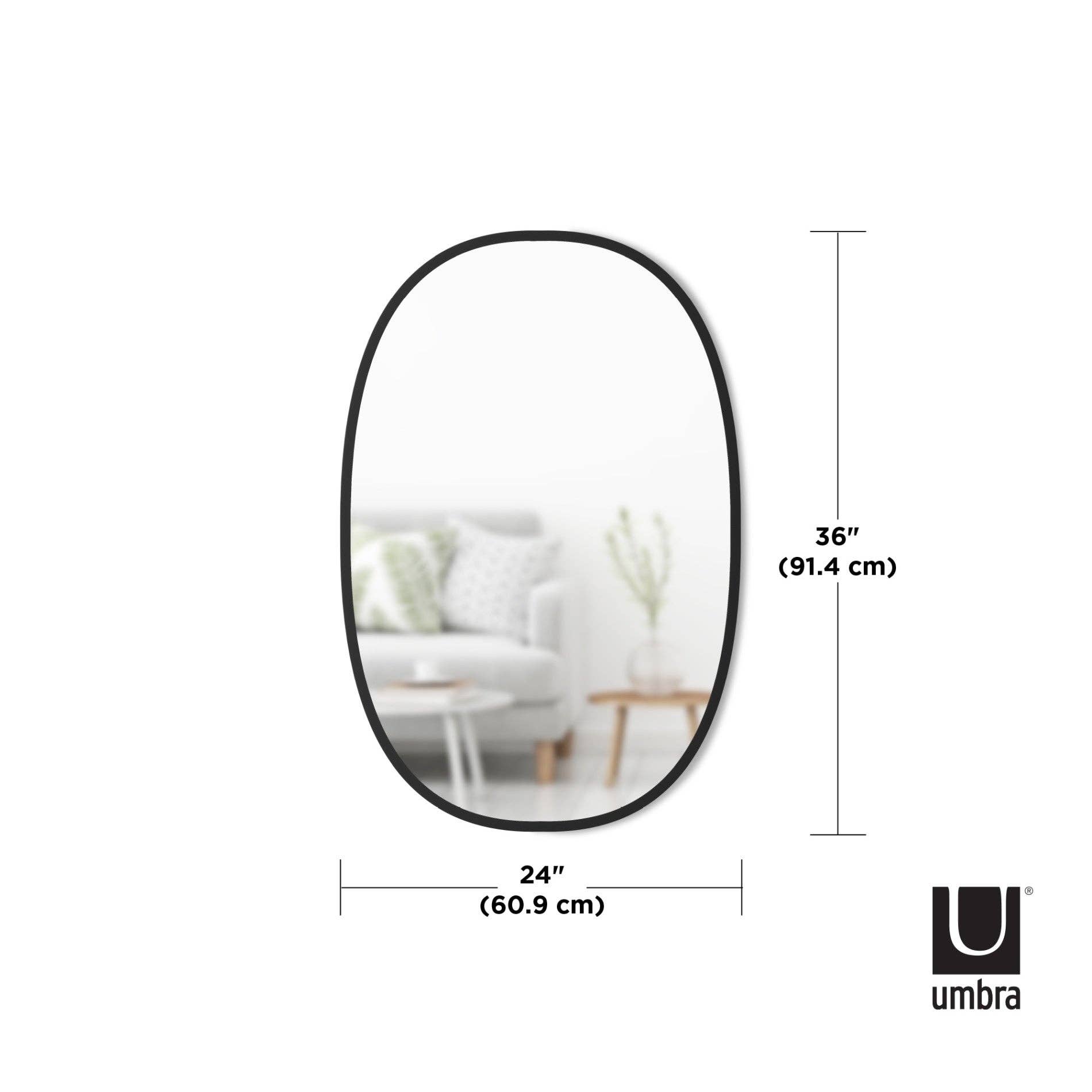 Noir Miroir ovale Hub en vente sur Faire4