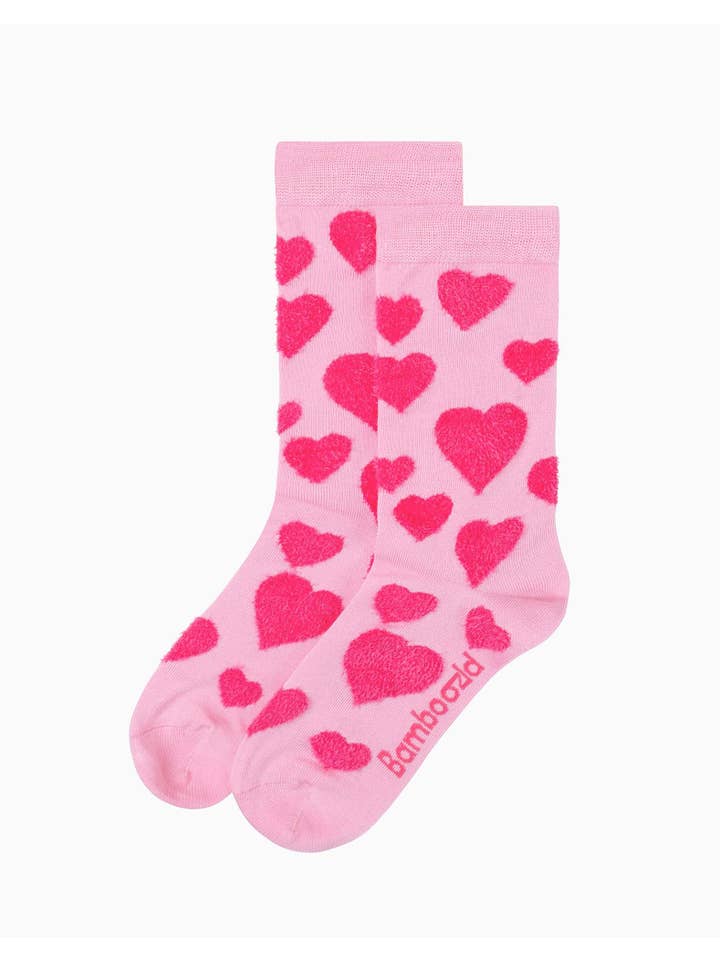 PINK WOMENS FEEL THE LOVE BAMBOO SOCK CARD for wholesale on Faire2