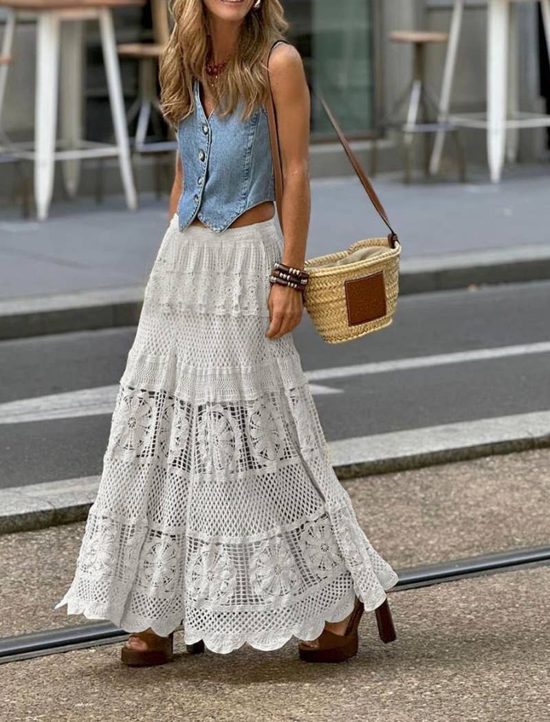 EmberLoom – wholesale Kjol - Dam – Bohemisk virkad flödande maxikjol4