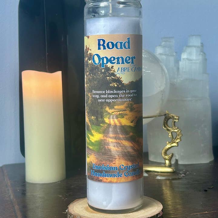Envision Crystal - Wholesale Jar/filled candle - Road Opener -Abre Camino 7 Day Candle - Scented Spell Candle0
