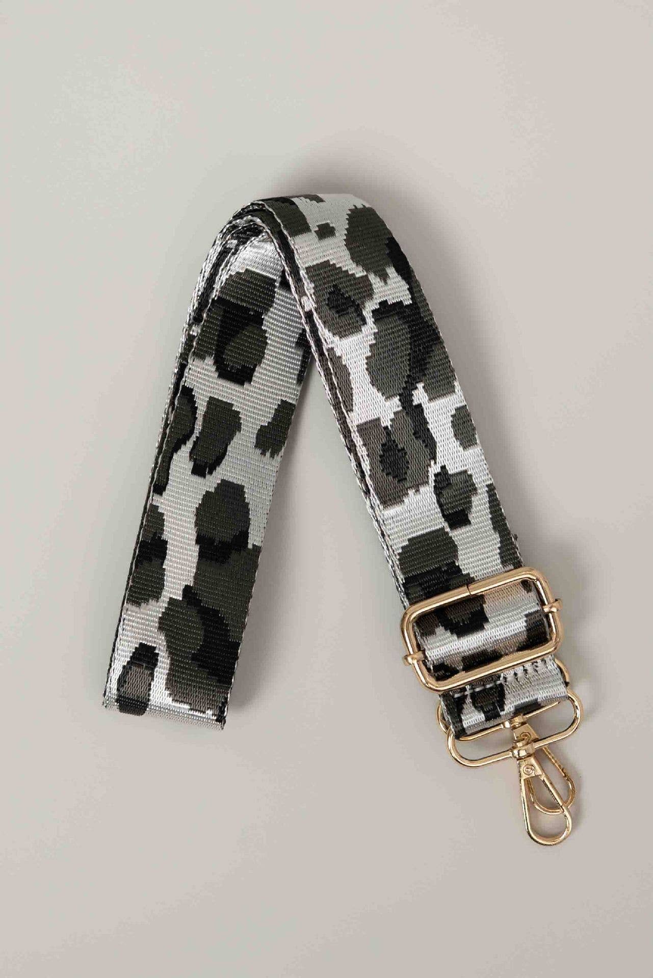 Pine Apparel - Wholesale Bag Strap - Women's - Metallic Cheetah Woven Adjustable Canvas Strap
3