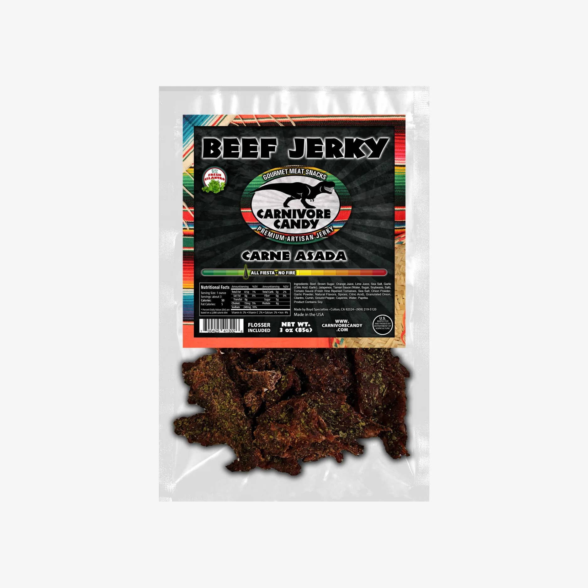 Fizz and Sweets Wholesale - Vente Viande séchée - Carnivore Candy Jerky de Bœuf Style Carne Asada