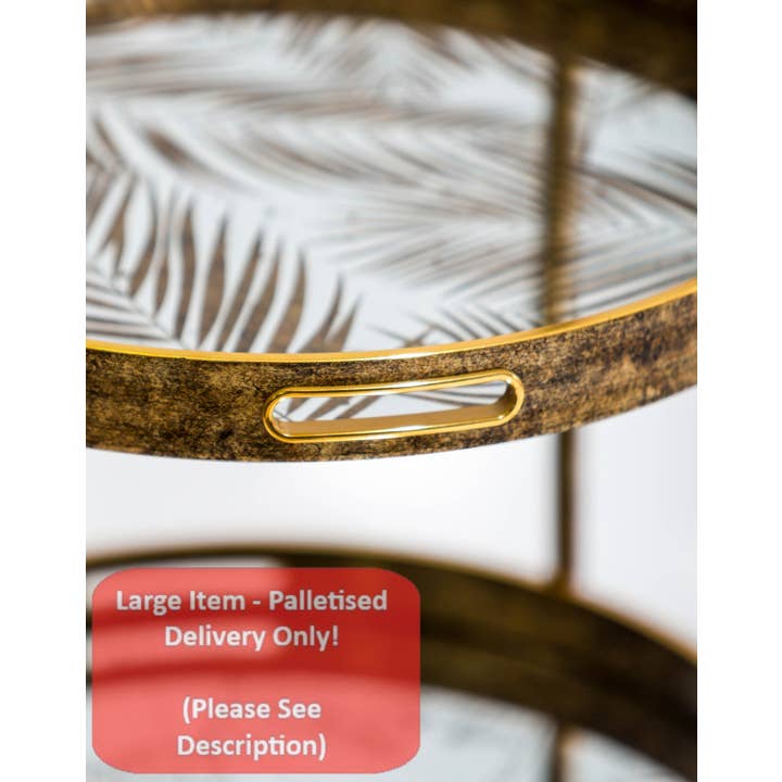 McGowan & Rutherford Ltd - Wholesale Serving Tray - Antique Gold Drinks Trolley W/ Mirrored Serving Trays4