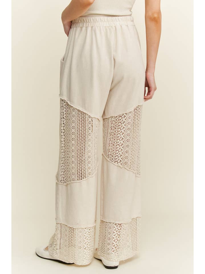 J.Her - Wholesale Pants - Women's - Mineral Washed Lace See through Breezy pants HP6335.