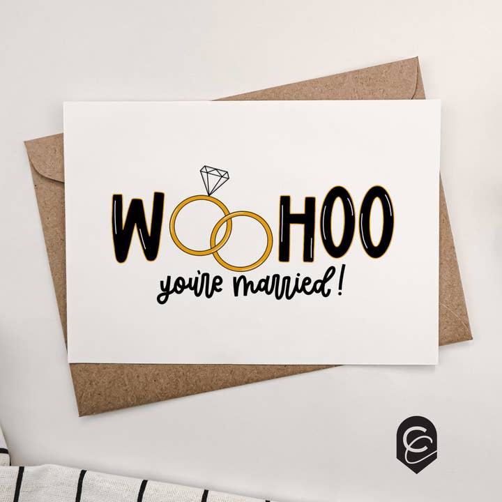 Woohoo Carte de Mariage pour la vente par Curiously Cursive