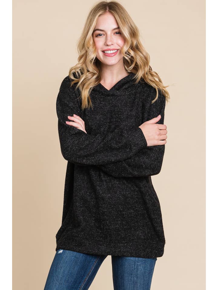 Emerald Collection - Wholesale Hoodie - Women's - ETK-8164 Solid Macaroon Knit Hoodie2