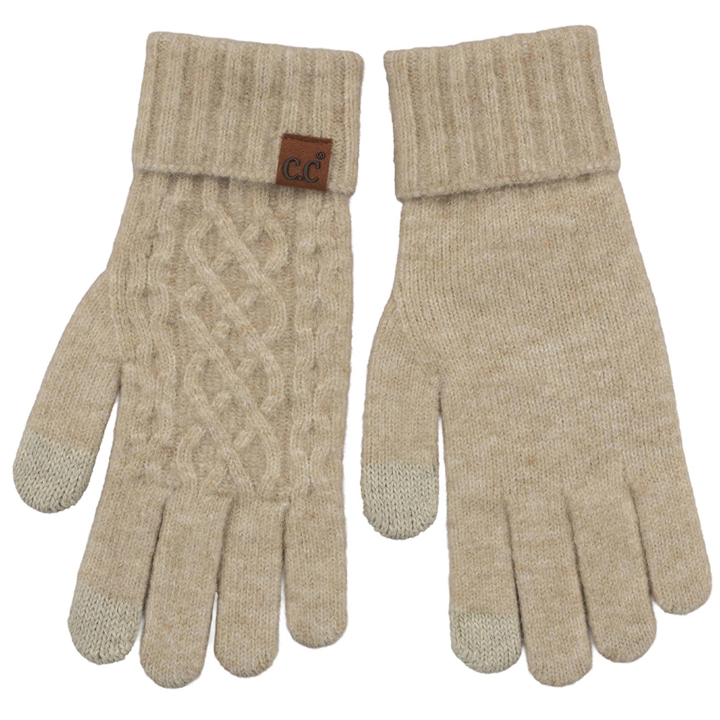Hana - Venta al por mayor Guantes - Mujer - Guantes de invierno con puño de punto trenzado sólido C.C4