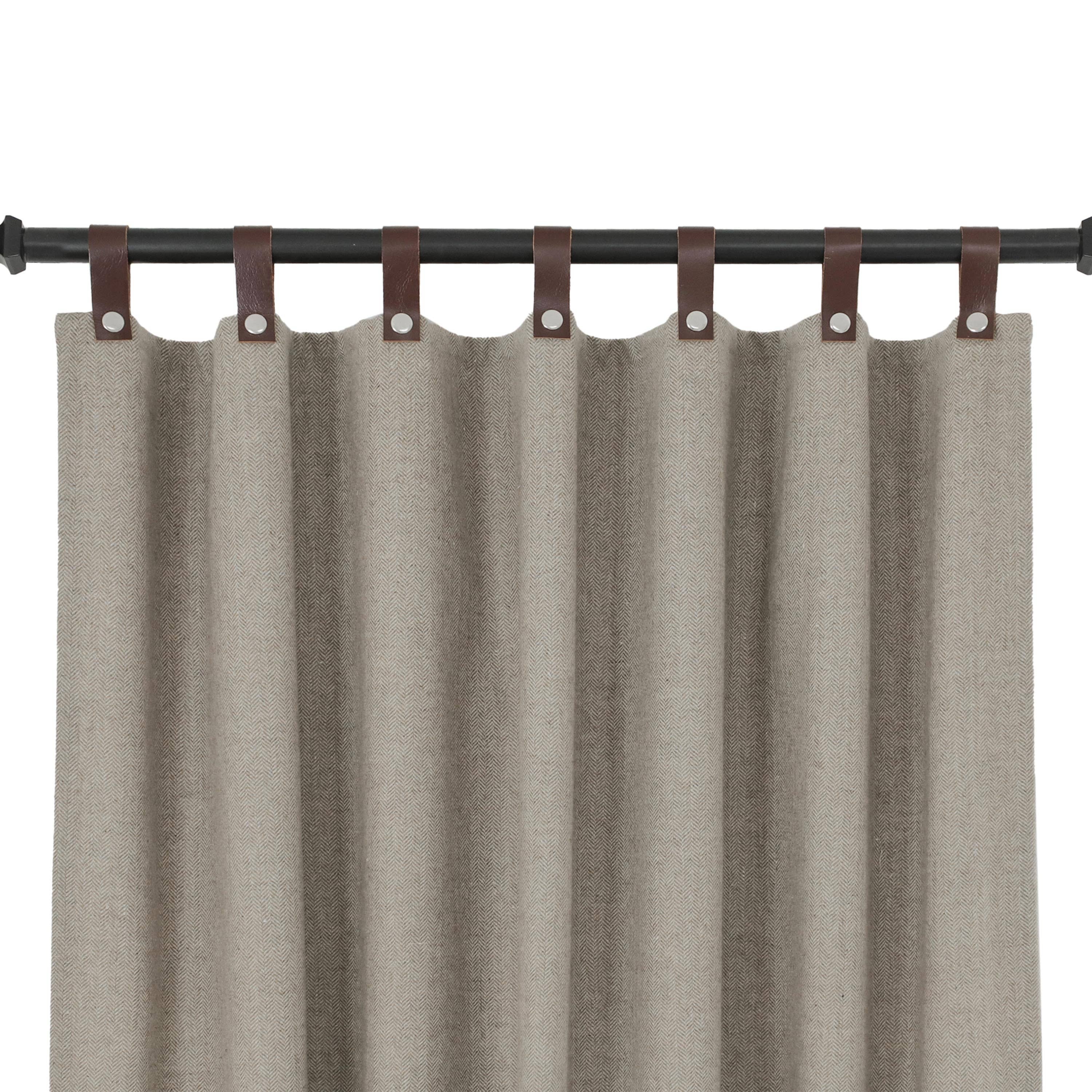 Amore Beauté - Wholesale Curtain - Taupe Chevron Wool Curtains With Leather Tabs6