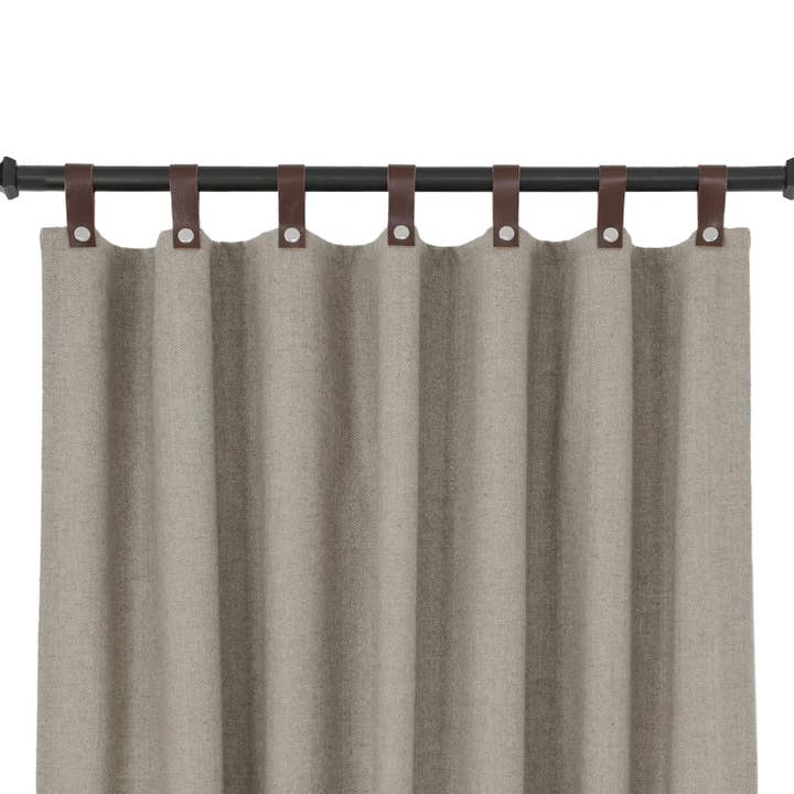 Amore Beauté - Wholesale Curtain - Taupe Chevron Wool Curtains With Leather Tabs6