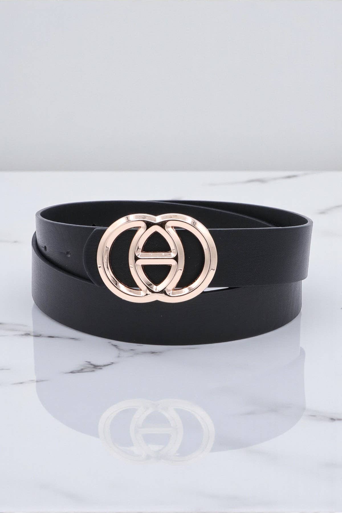 Mint & Shine - Wholesale Belt - Women's - Versatile Double Loop Buckle Faux Leather Belt0