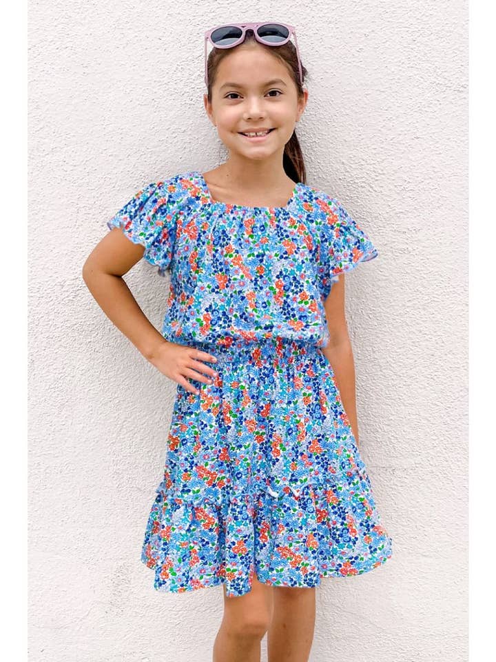 GKSS-23-3056B-UM217 Girl's 2 pc Floral Skirt Set for wholesale by Cutie Patootie Clothing