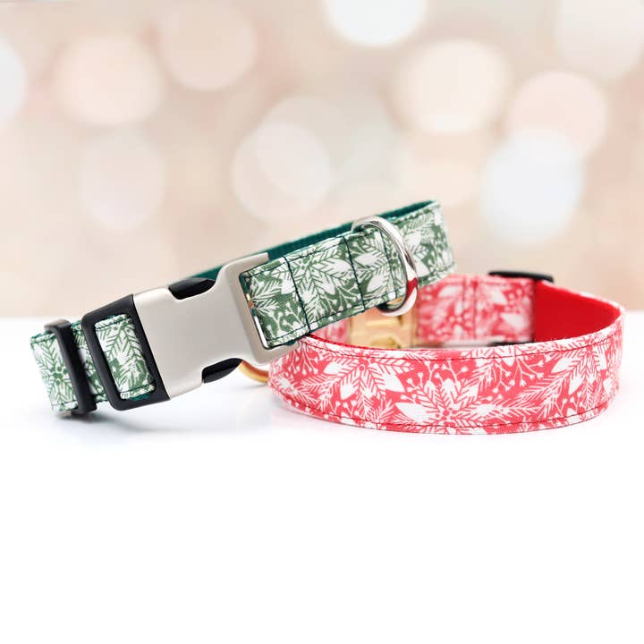 Collar navideño de lona Stormi Snowflake para perro (rojo y verde) para venta al por mayor de Mimi Green