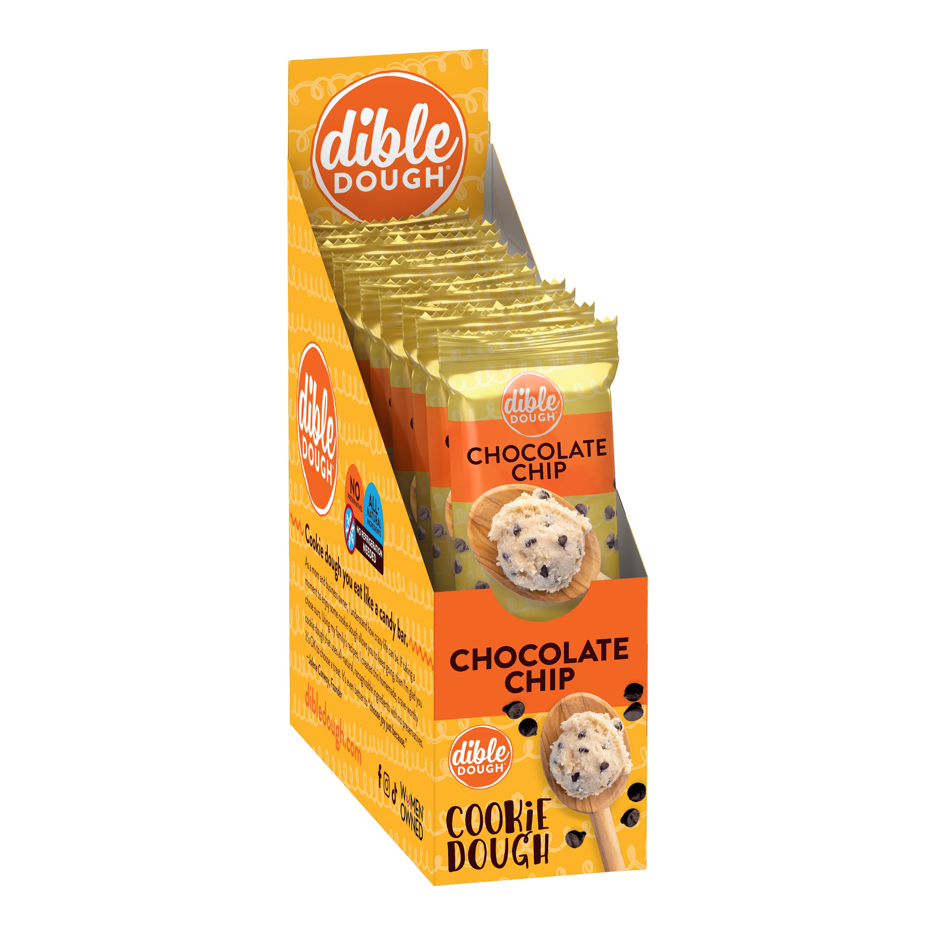 Dible Dough, LLC - Wholesale Cookie - Chocolate Chip Cookie Dough Bar 1