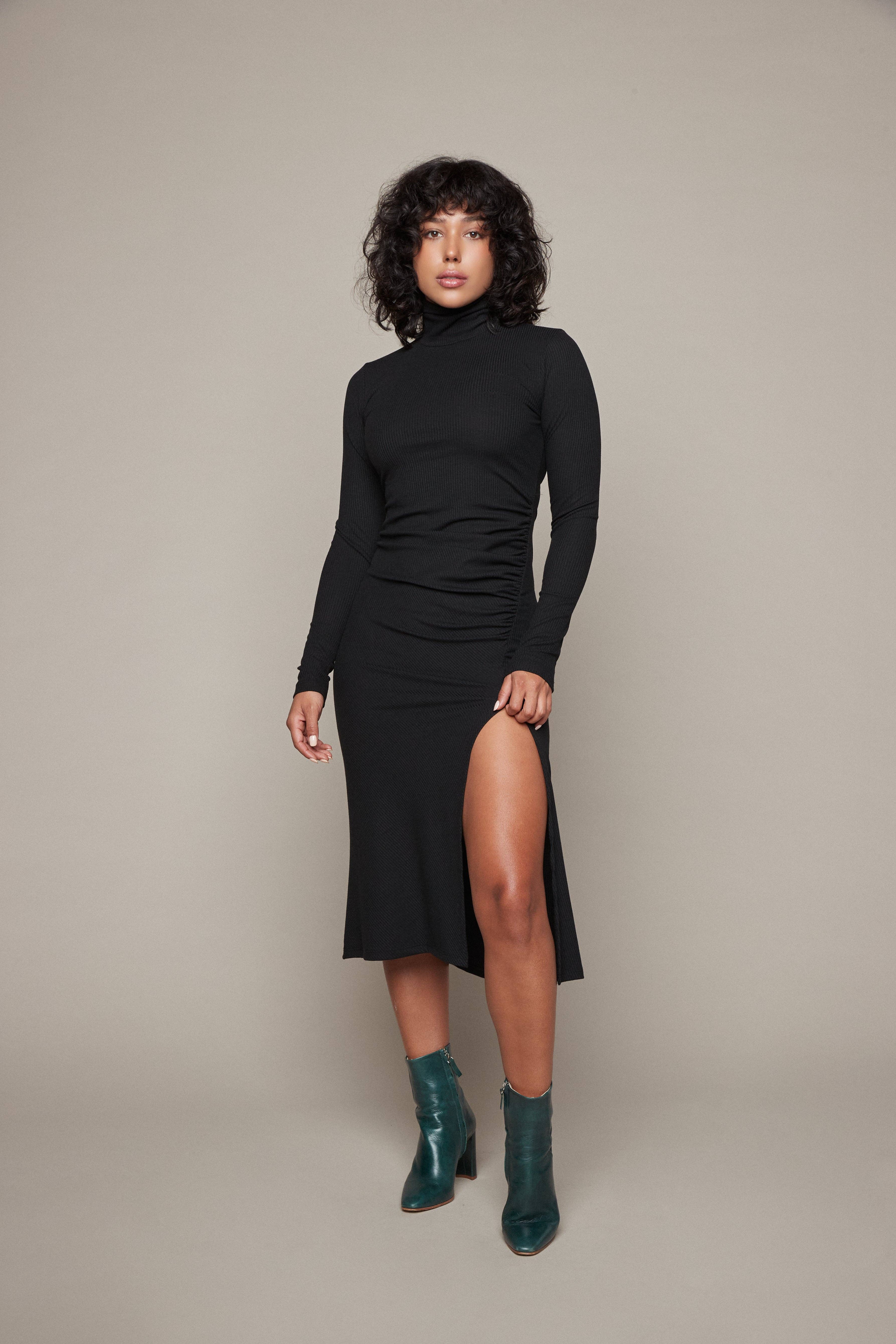 Sophie Rib Dress - Black for wholesale on Faire0