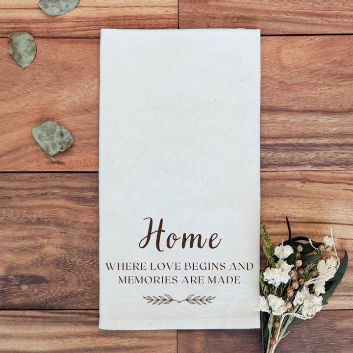 Handmade Cotton Tea Towel - Home Sweet Home for wholesale by KORISSA