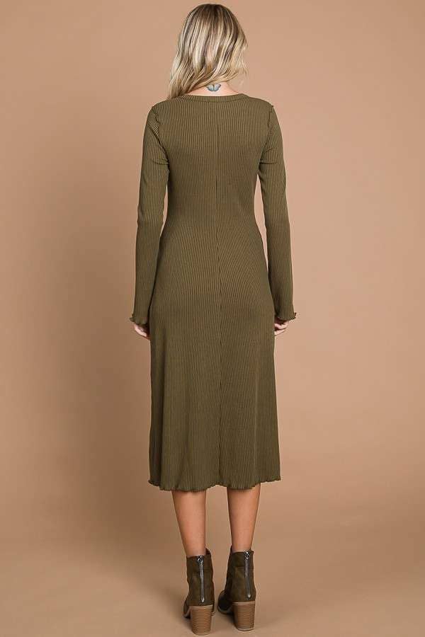 Culture Code - Wholesale Dress - Women's - CRD1903L - CREW NECK BELL SLV FLARE MIDI DRESS9