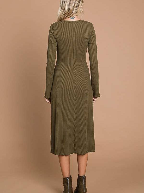 Culture Code - Wholesale Dress - Women's - CRD1903L - CREW NECK BELL SLV FLARE MIDI DRESS9