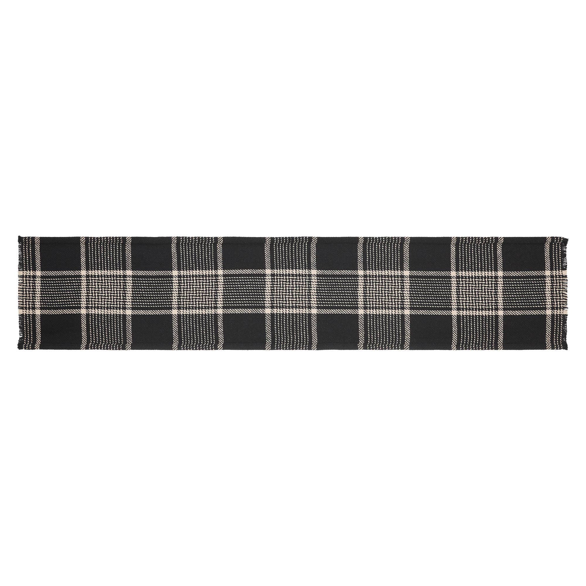 VHC Brands - Wholesale Table Runner - Eston Black Tan Plaid Runner 12x602