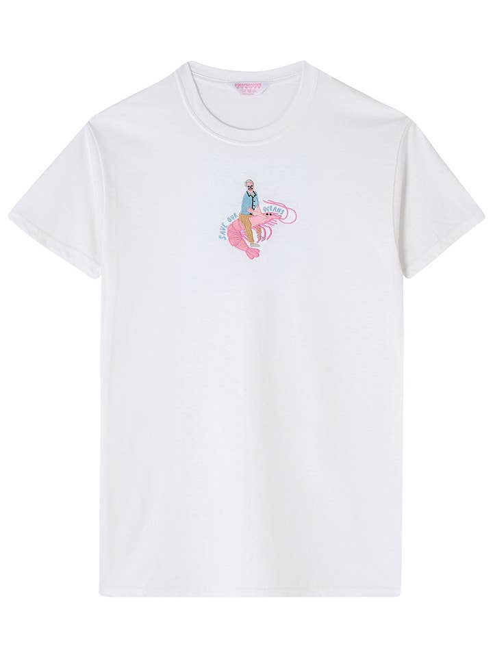 Limpet Store - Wholesale T-Shirt - Women's - David Attenborough Save Our Oceans Embroidered T-Shirt4