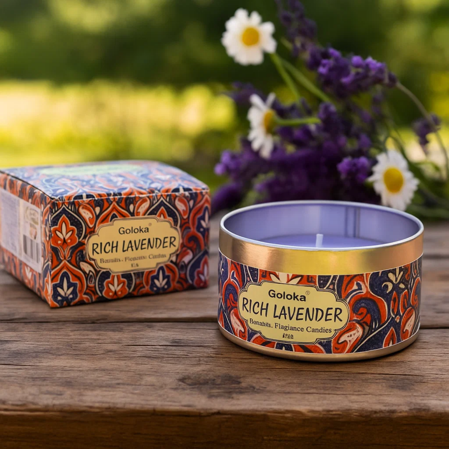 Green Tree – wholesale Travel candles – Goloka Lavender Soya Wax Candle Tin1