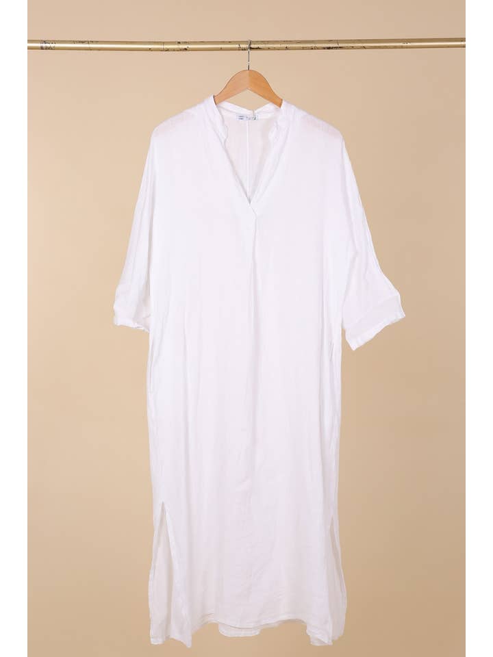 la maison des fibres naturelles - Wholesale Jurk - Dames - Lange jurk met Tunesische kraag 29340 100% linnen
