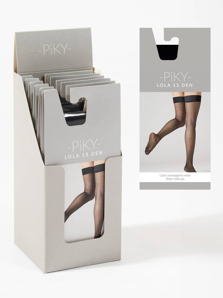 Bas autofixants Voilés 15 DEN Femme Bas Satiné Pointe Nue pour la vente par PIKY