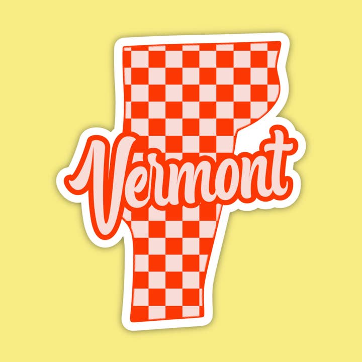 Vermont Red Checker State Sticker for wholesale by The State Stickers