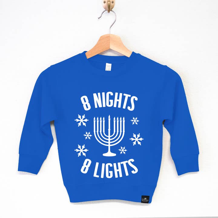 8 Nights 8 Lights Boy's Hanukkah Sweater Pick Color for wholesale by Sonrise State