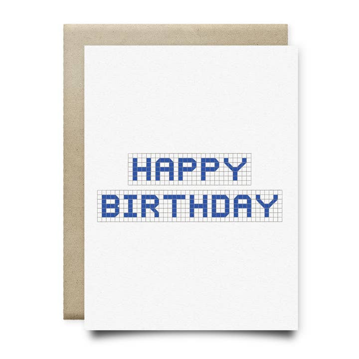 Happy Birthday | Houston Blue Tile Greeting Card for wholesale by Anvil Cards