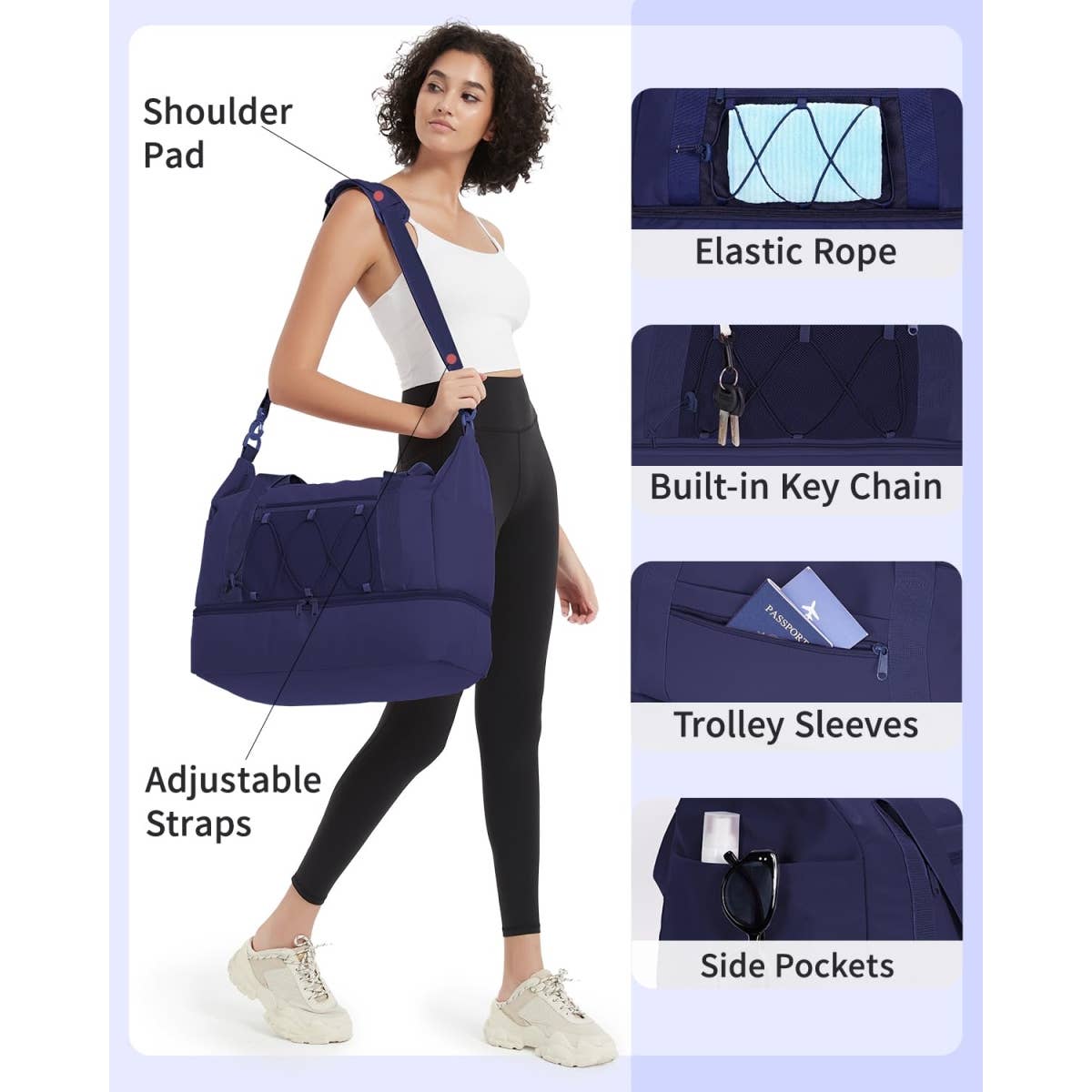 wandf - Wholesale Weekender Bag - Unisex - Travel Duffel Weekender Overnight Bag Carry on Tote Bags22