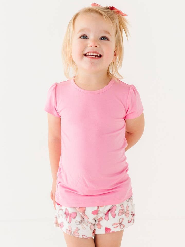 Plush Shorts-Pink Bows for wholesale by Macaron + Me