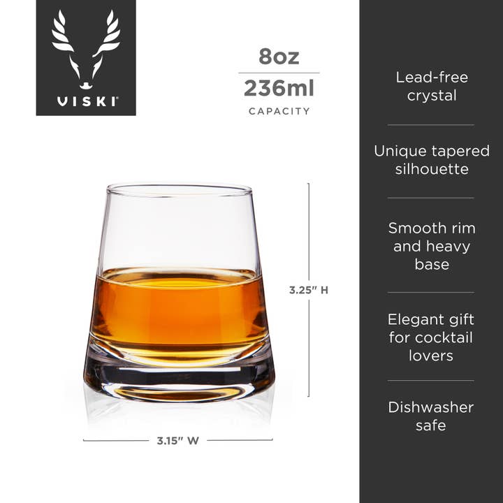 Viski - Wholesale Cocktail/Liquor Glass - Rayeâ„¢ Burke Crystal Whiskey Glasses Set of 26