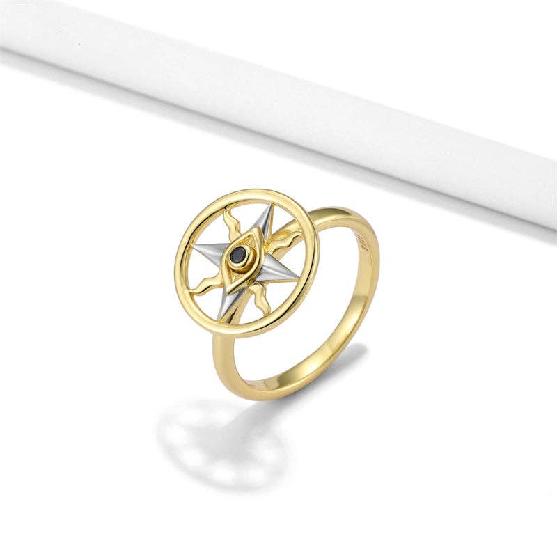 Perimade & Co. LLC – Engroshandel Båndring – Ondt Øje Kompas Fidget Spinner Ring i 925 Sterling Sølv0