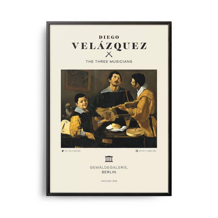 Mid-century Diego Velázquez De tre musikerna Affisch för wholesale av Weekend Concept