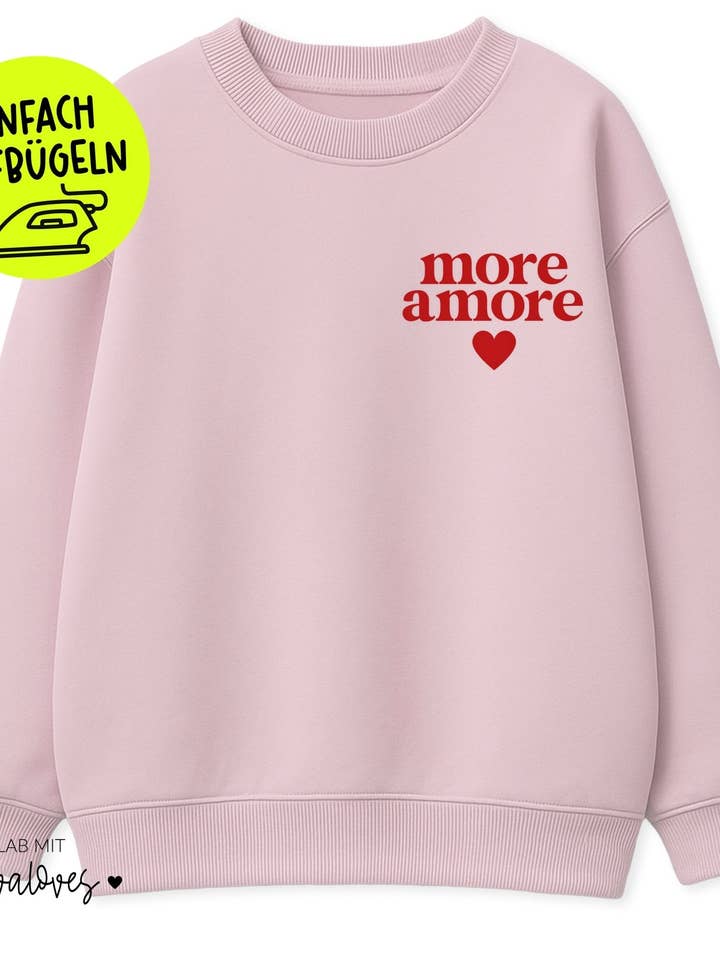 *whatevaloves EDITION* Flock-Patch - more amore - red *iron-on* for wholesale by Paul und Clara