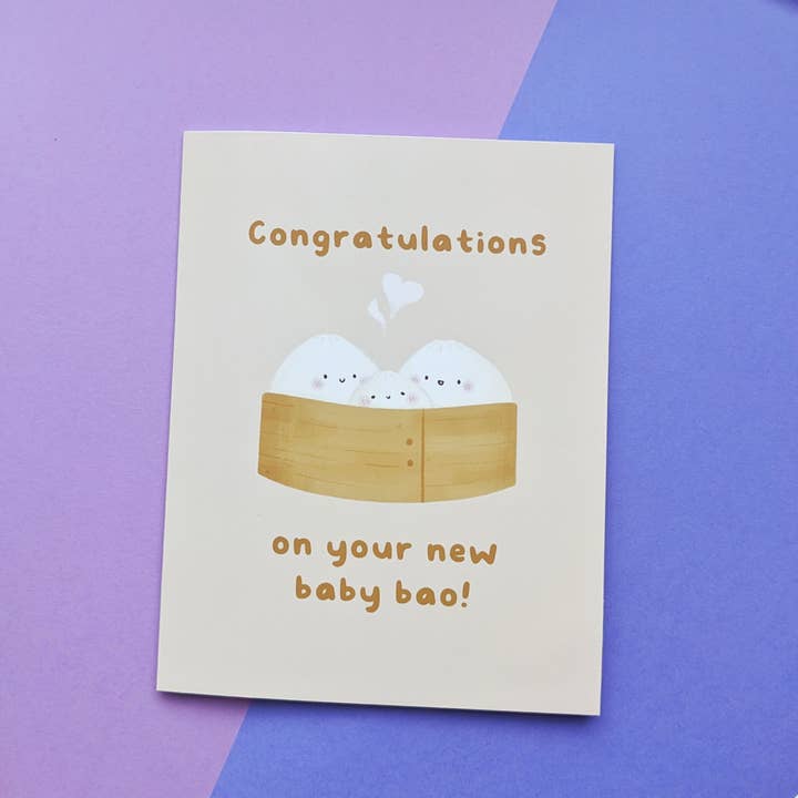 Félicitations pour ton nouveau bébé Bao ! Carte de voeux pour la vente par Laiberry Art