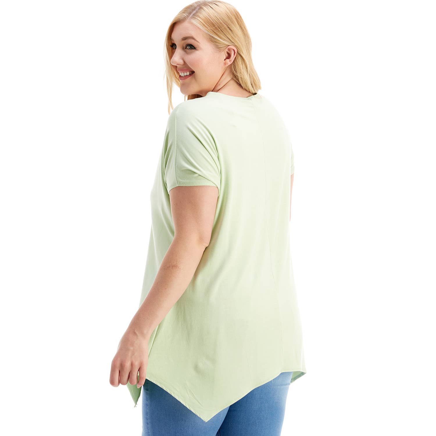 Azules Clothing - Wholesale Tunic - Women's - ATP-2307RSX Plus Size Asymmetric Short Sleeve Tunic83
