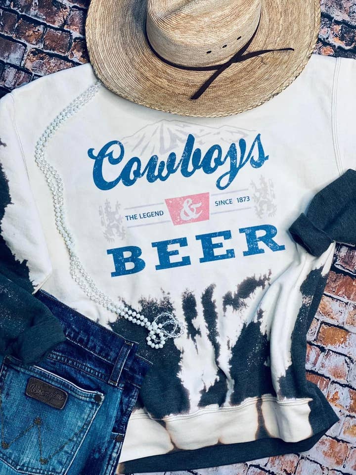 Backroad Threads Wholesale - Vendita all'ingrosso Felpa stampata - Donna - Cowboys e birra0