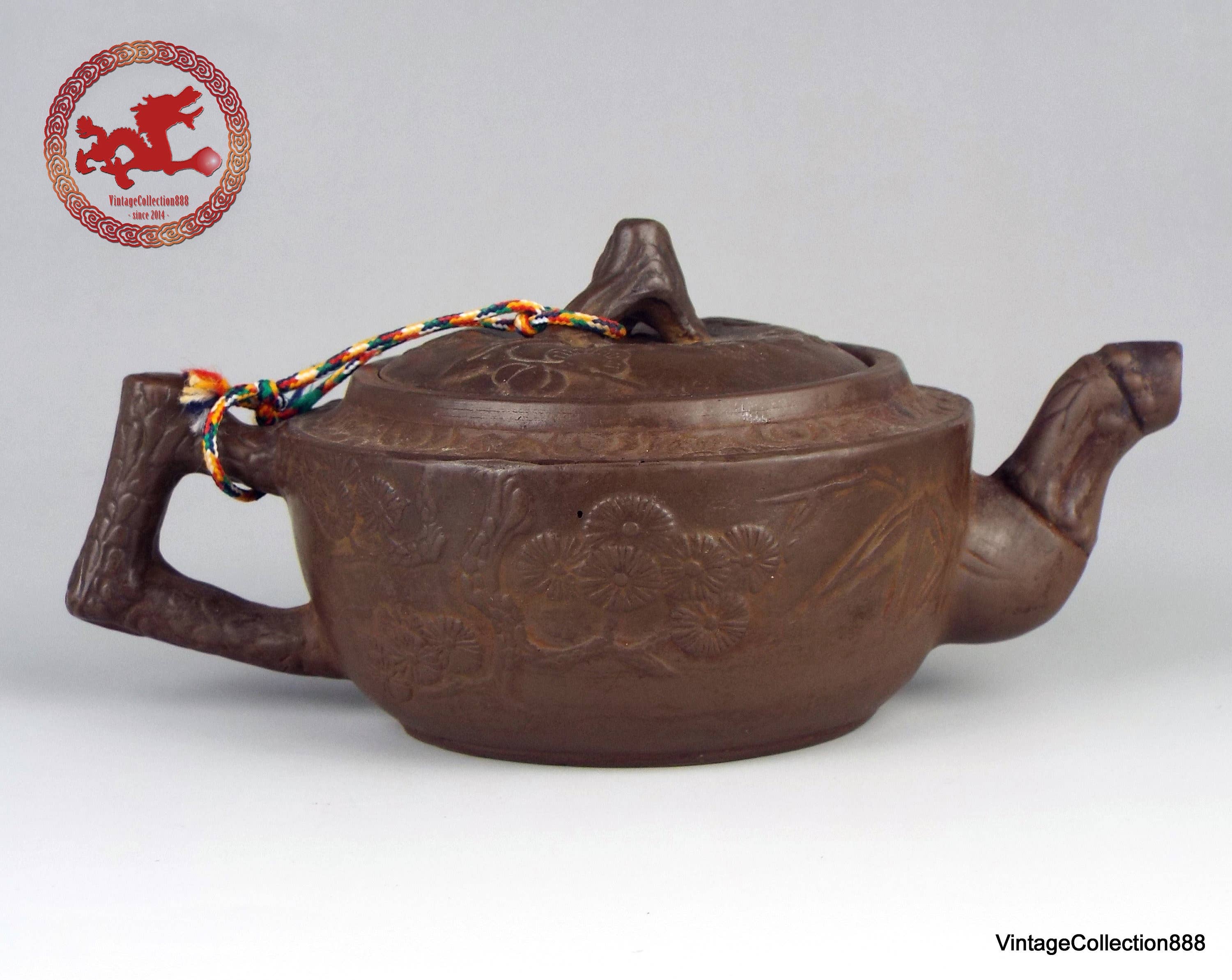 Vintagecollection888 - Wholesale Tea Pot - Old Chinese Clay Teapot with Floral Pattern4