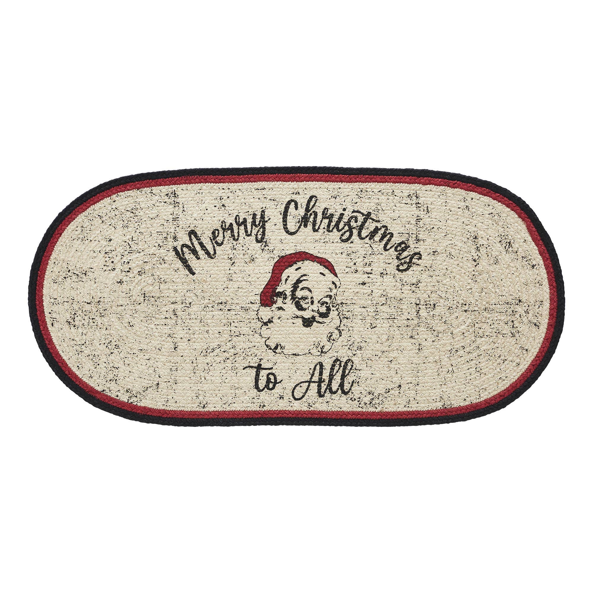 VHC Brands - Vente Paillasson - Tapis de jute ovale Jolly Ole Santa 17x361